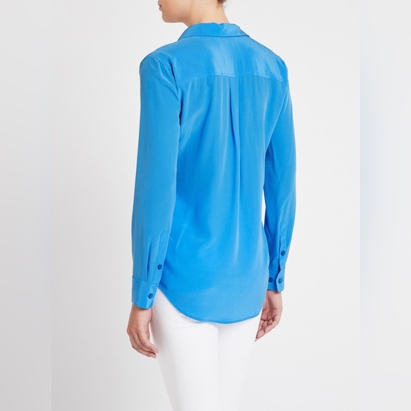 NWOT EQUIPMENT Slim Signature Silk Blouse Button Down Shirt Starling Blue Medium - Picture 2 of 10